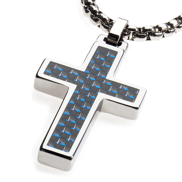 Unique Tungsten Cross Pendant .4mm wide Surgical Stainless Steel