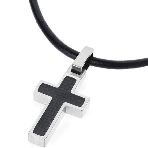 Black titanium cross necklace deals