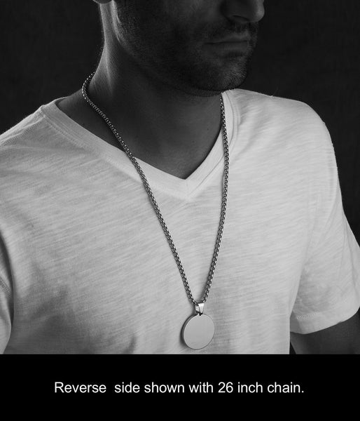 Unique Tungsten Medallion Necklace. Stainless Steel Tree of Life Inlay with 18kt Gold Plating.