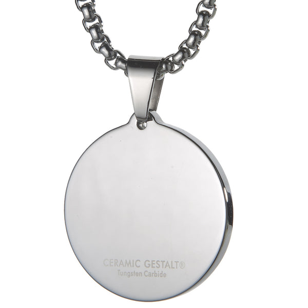 Unique Tungsten Medallion Necklace. Stainless Steel Saint Christopher Inlay.